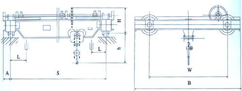 SL型手動(dòng)單梁式起重機(jī)結(jié)構(gòu)圖